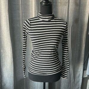 Black and White Striped J. Crew Turtleneck